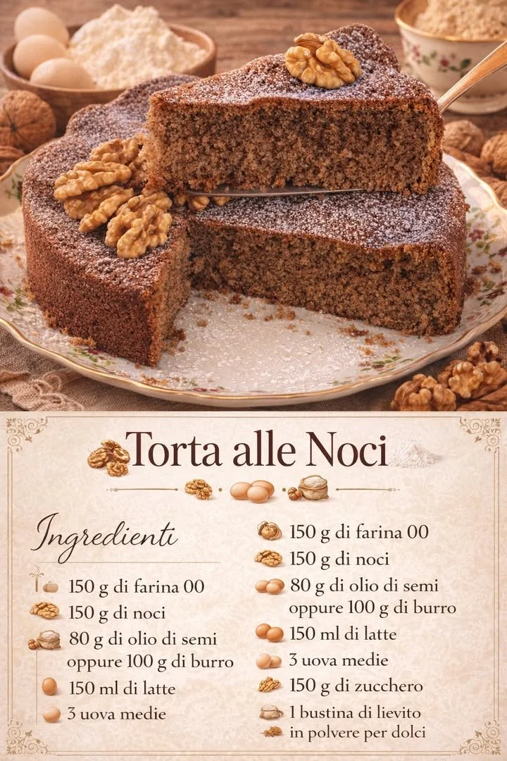 Fetta di torta alle noci soffice con decorazioni golose