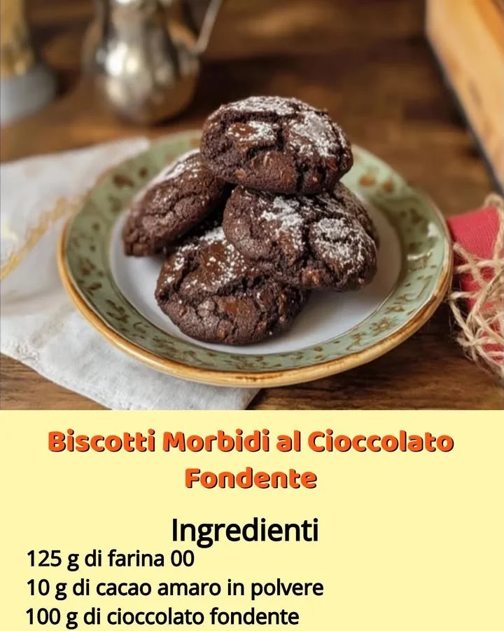 Biscotti al cioccolato fondente morbidi su un piatto decorativo