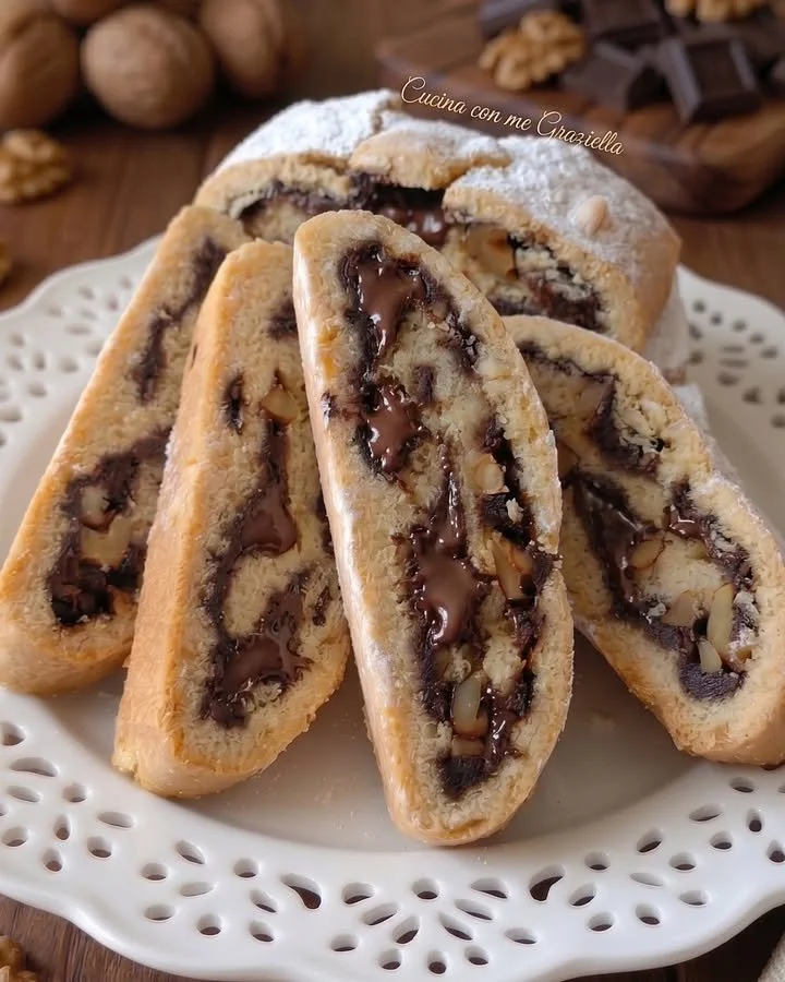 Biscottone alle noci e cioccolato, dolce croccante ideale per snack e dessert.