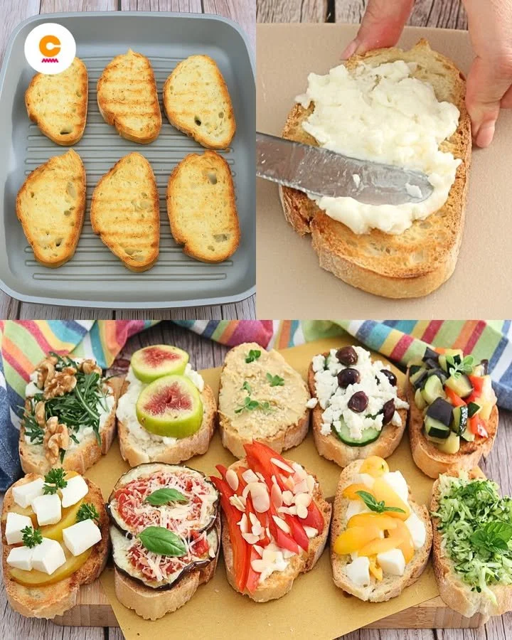 Deliziose bruschette fresche super estive con ingredienti estivi