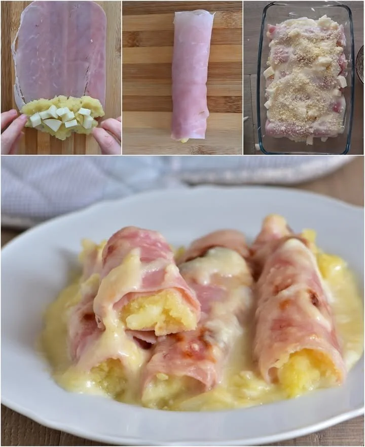 Cannelloni di prosciutto COTTO con ripieno di patate pronti da servire