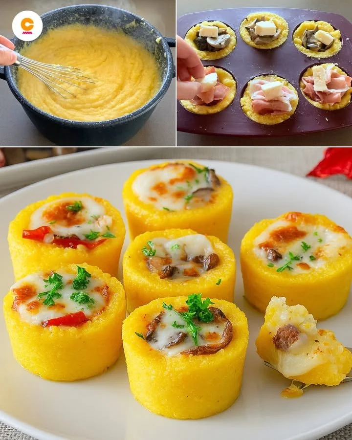 Cestini di Polenta ripieni di ingredienti freschi e saporiti.