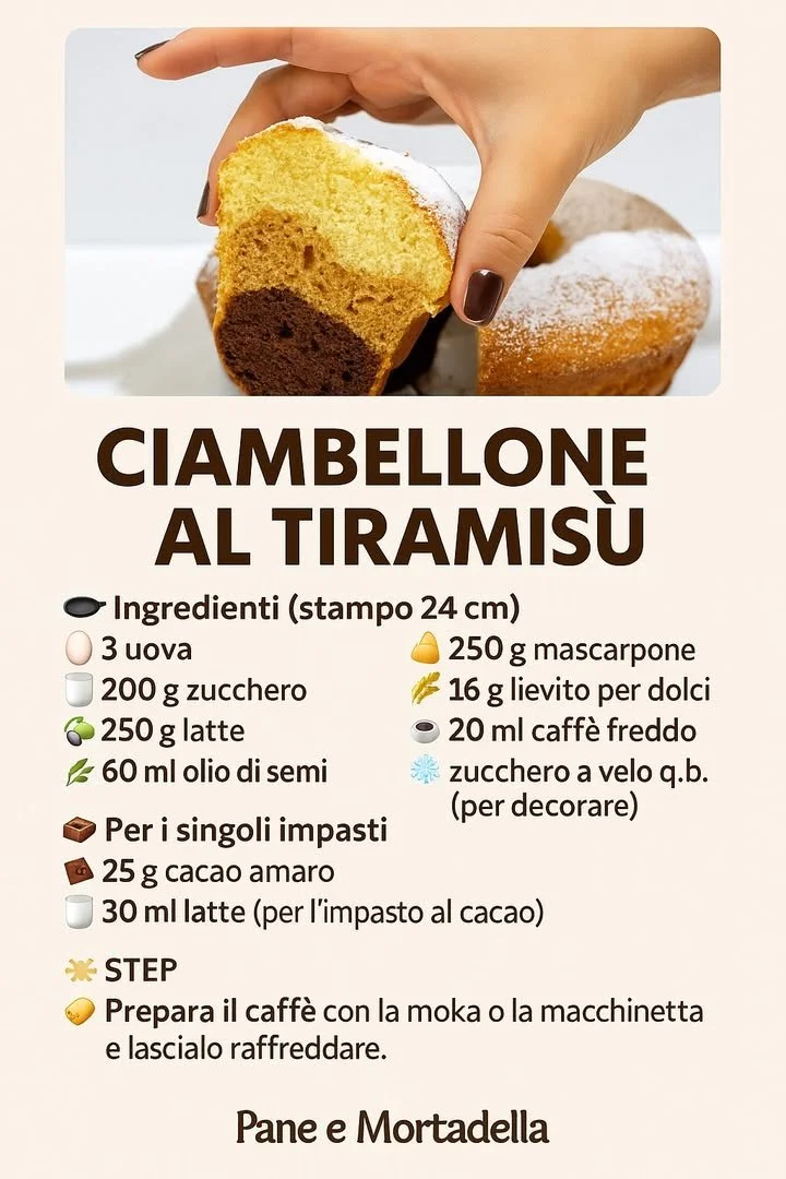 Ciambellone al tiramisù, un dolce soffice con crema al mascarpone e caffè.