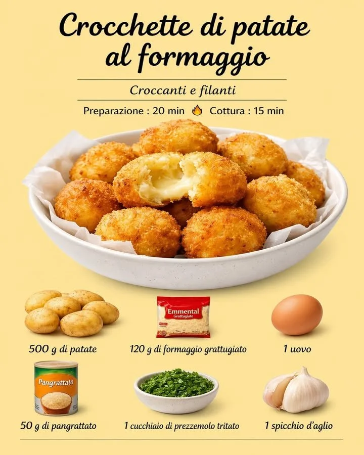 Deliziose crocchette di patate al formaggio dorate e croccanti