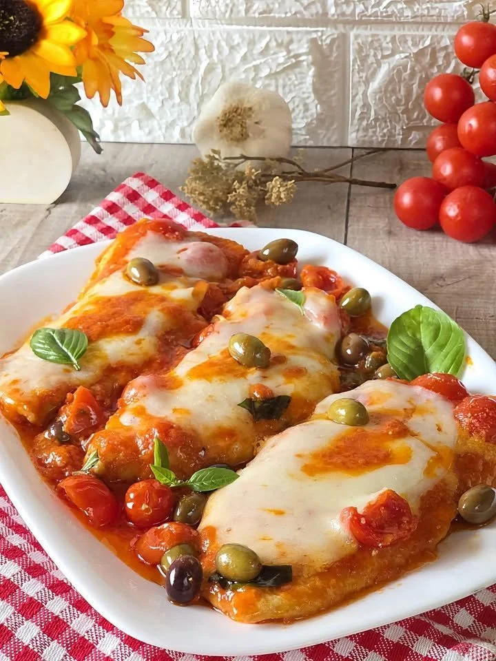 Fettine di Tacchino alla Pizzaiola servite con pomodoro e spezie