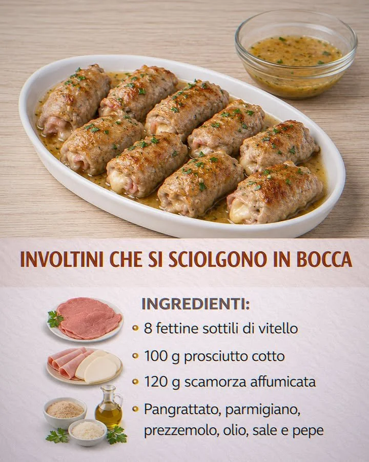 Involtini di vitello in un piatto con contorni colorati