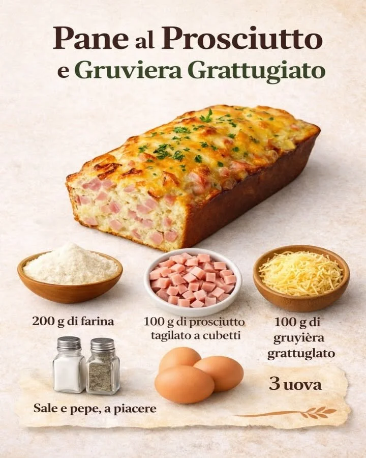 Pane al Prosciutto e Gruviera Grattugiato pronto da servire