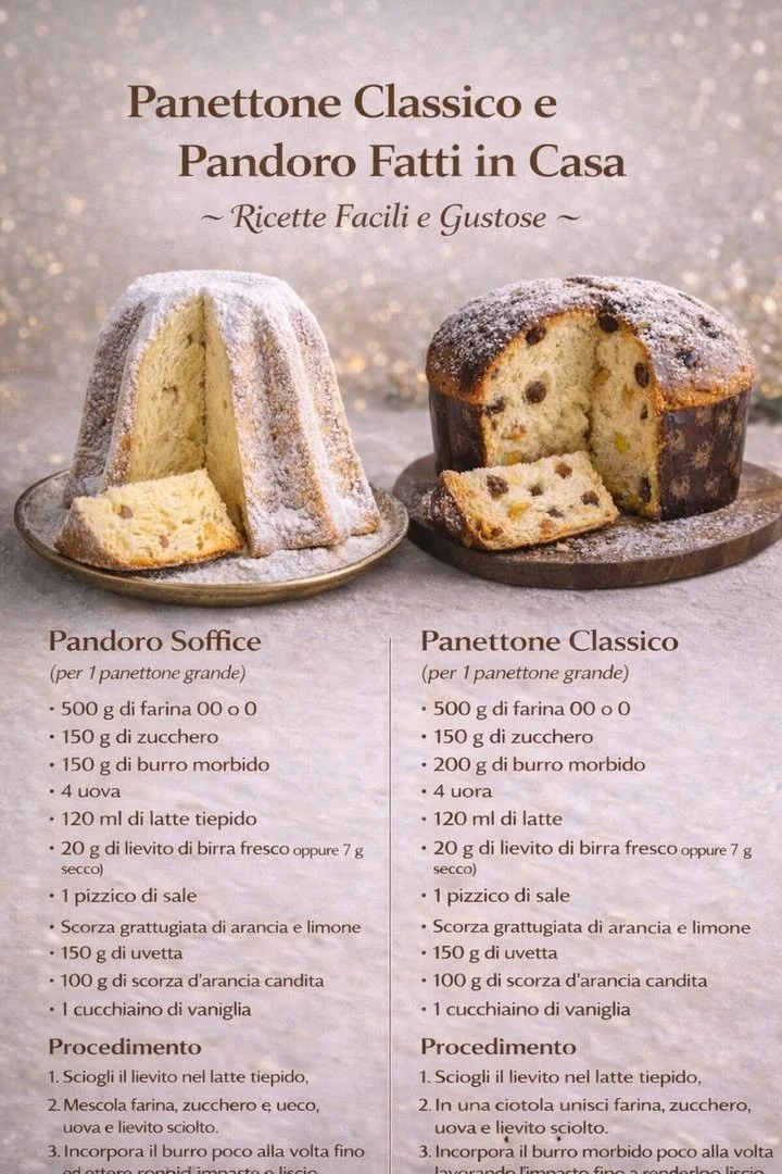 Panettone Classico e Pandoro Fatti in Casa su un tavolo festivo