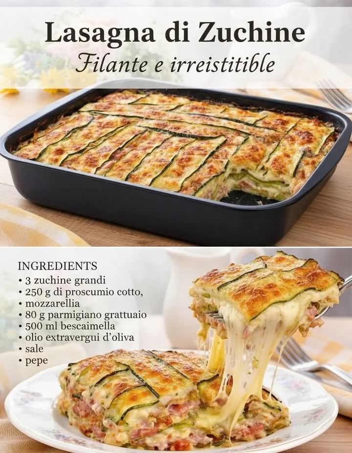 Parmigiana Bianca di Zucchine a Crudo servita con ingredienti freschi