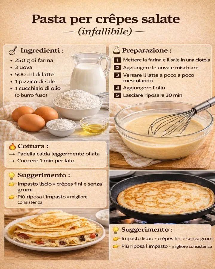 Pasta perfetta per crepes salate con ripieno gourmet.