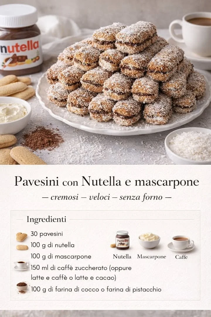 Pavesini con Nutella e Mascarpone serviti su un piatto