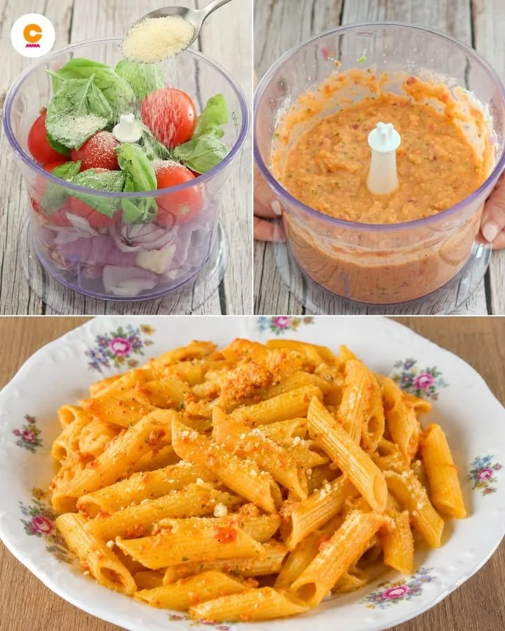 Pesto fresco preparato con basilico, pinoli e parmigiano