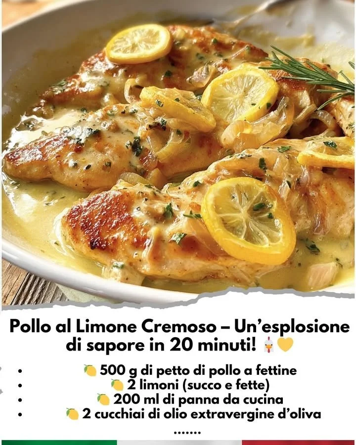 Piatto di Pollo al Limone Cremoso servito con contorni freschi