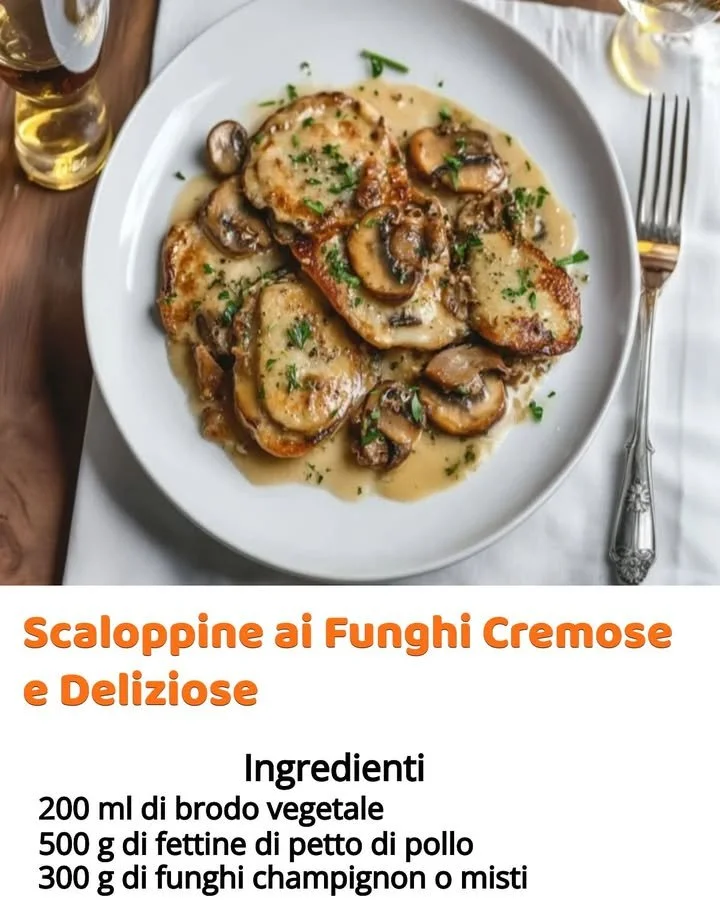 Scaloppine ai funghi servite con contorni freschi