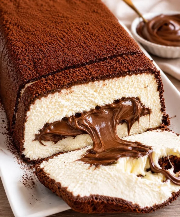 Semifreddo ai Pavesini decorato con frutta fresca e cioccolato