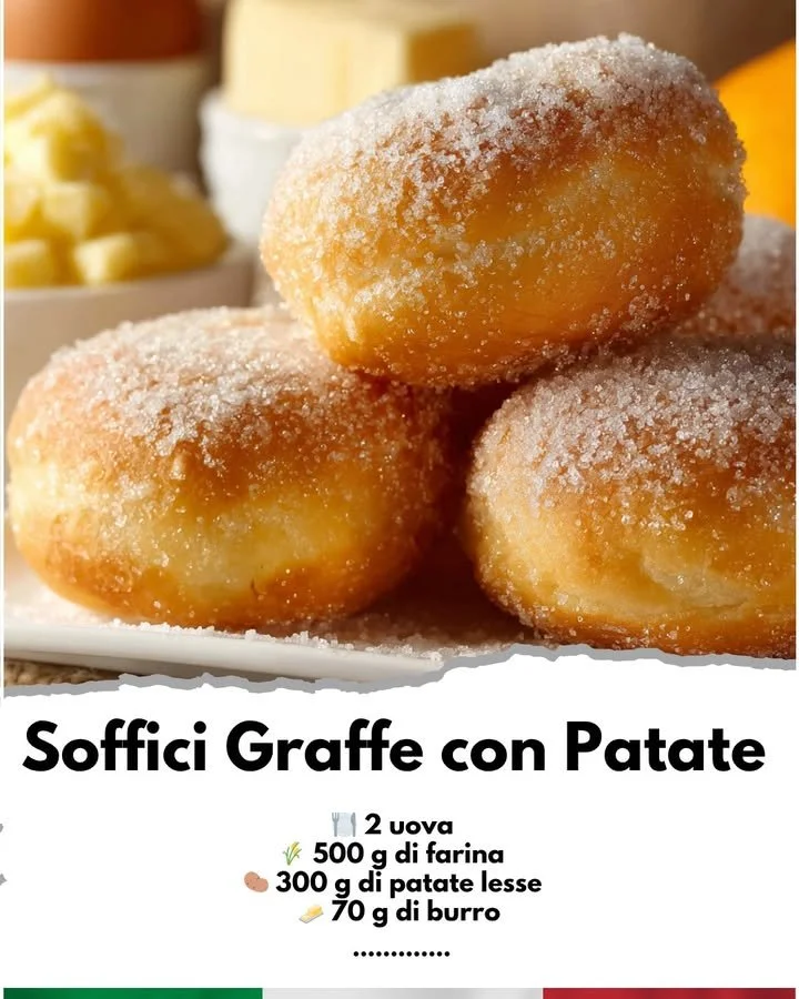 Soffici graffe con patate, dolci fritti preparati in casa