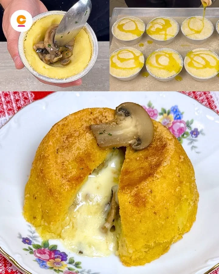 Deliziosi Tortini ai Funghi appena sfornati su un piatto elegante.